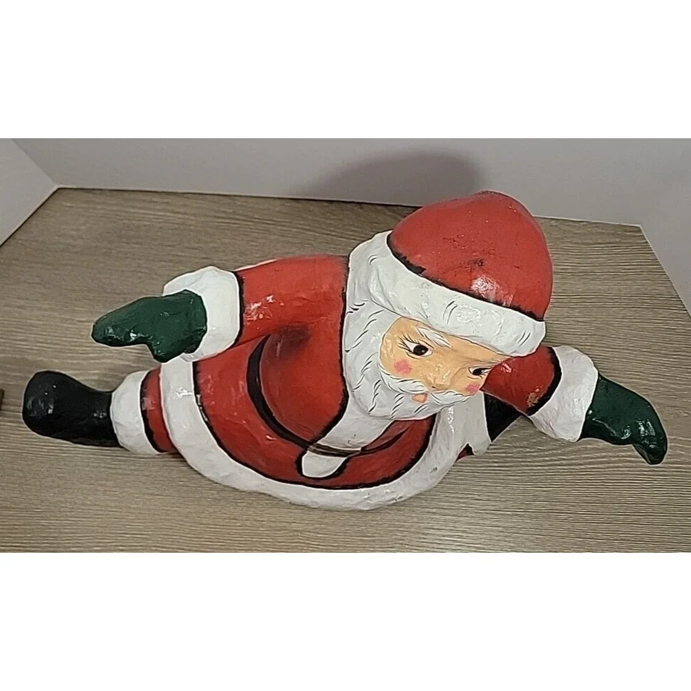 Large Vintage Paper Mache Hand painted Santa Claus‎ Christmas Decoration